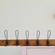 Antique wooden wall coat rack with metal hooks L200