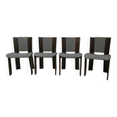 Chaises en bois et tweed par Acerbis International, Italie, années 80, lot de 4