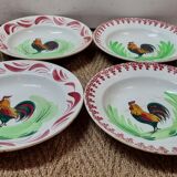 4 assiettes en faïence Coq, moulin des loups
