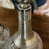 Pair of antique crystal and solid silver decanters.
