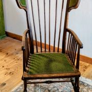 1900s Arts and Crafts style tapered wingback armchair