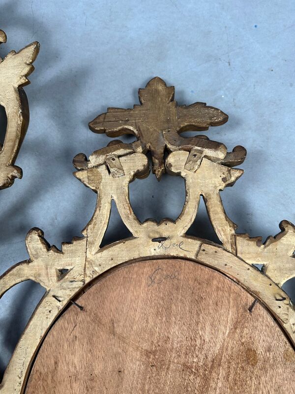 2 miroirs anciens – bois et feuille d'or