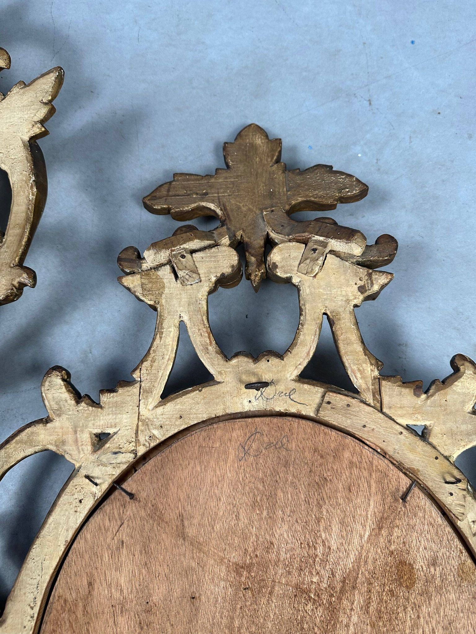 2 miroirs anciens – bois et feuille d'or