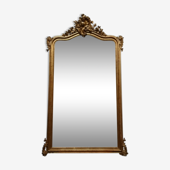 Golden Louis XV Style wood mirror 88x165cm