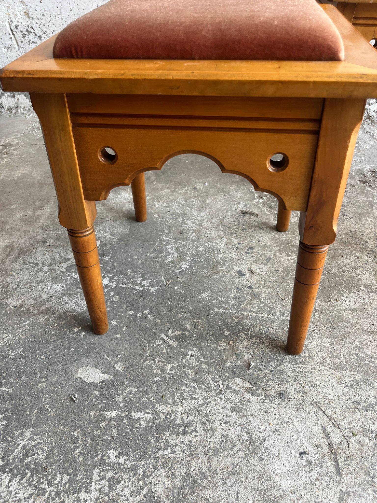 Set of 3 rustic neo-Gothic stools, 1970s