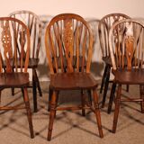 Set of 6 19th Century Windsor Wheelback Chairs