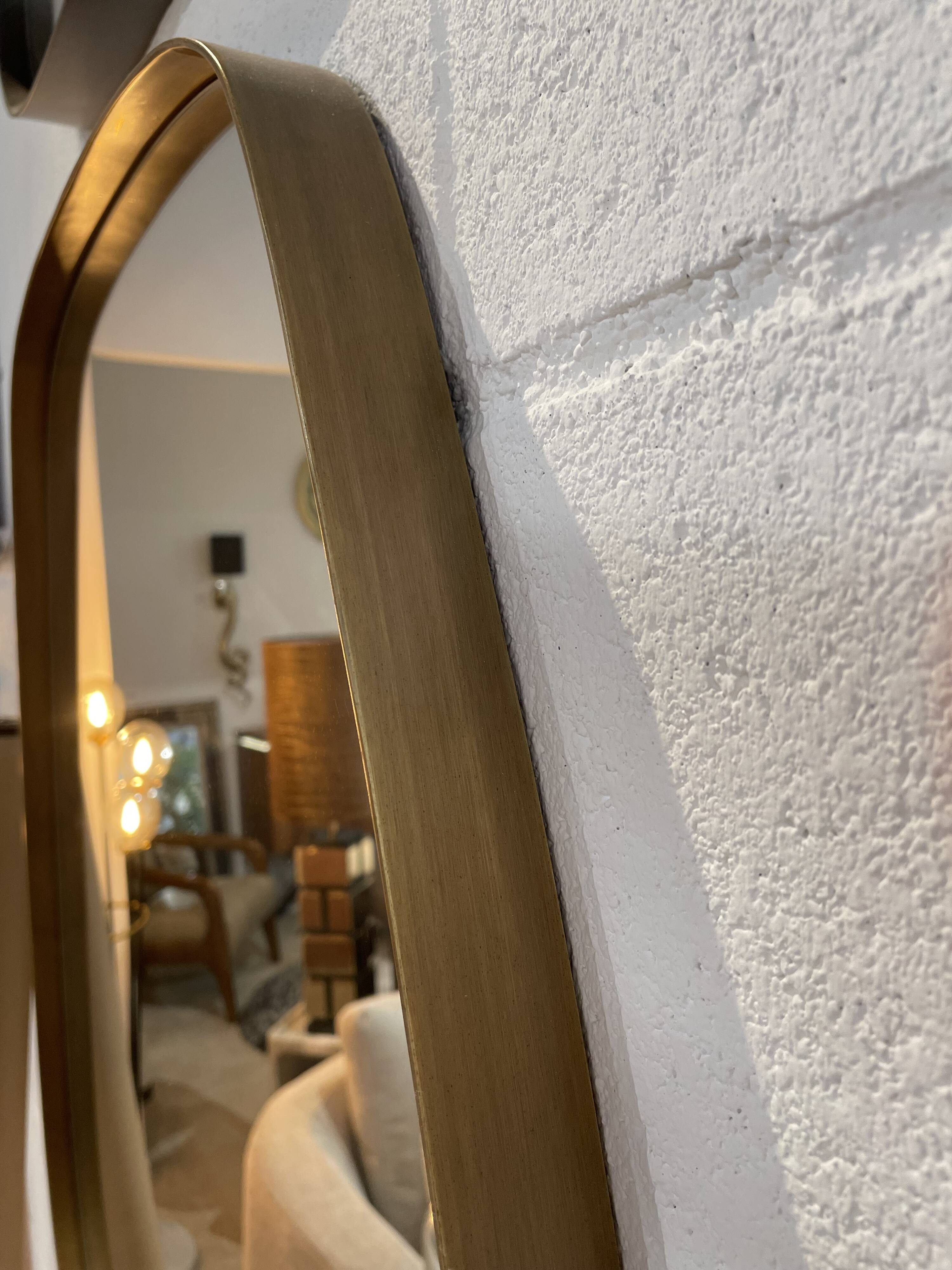 Rear view mirror and free form brass outline 75x65cm