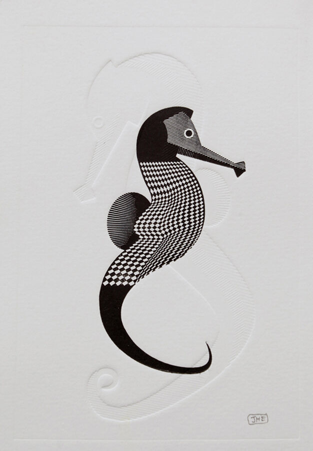 Press engraving duo black seahorse - embossing - format A5