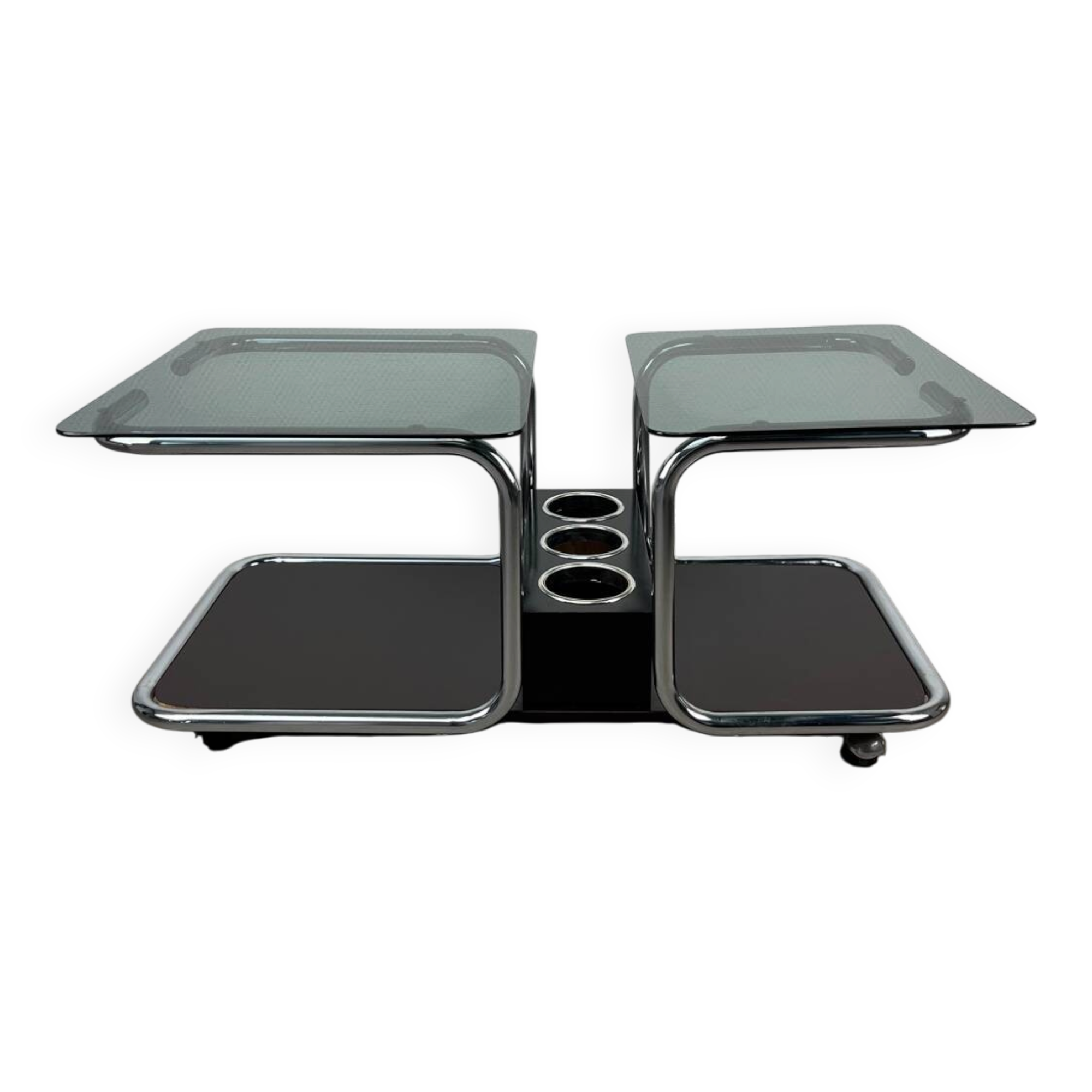 Chrome and smoked glass coffee table from the 70s.