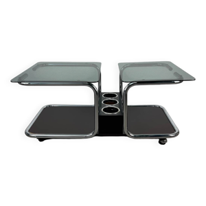 Table basse bar en chrome - verre