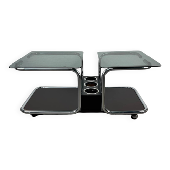 Chrome and smoked glass coffee table from the 70s.