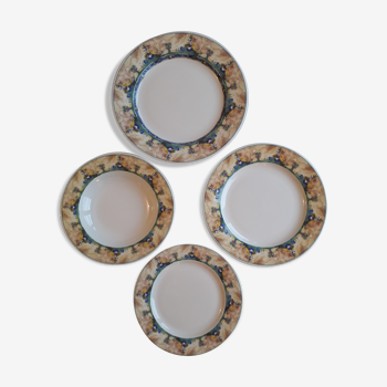 Set de 4 assiettes en porcelaine de SARREGUEMINES - PYROBLAN - Modèle FLORENCE