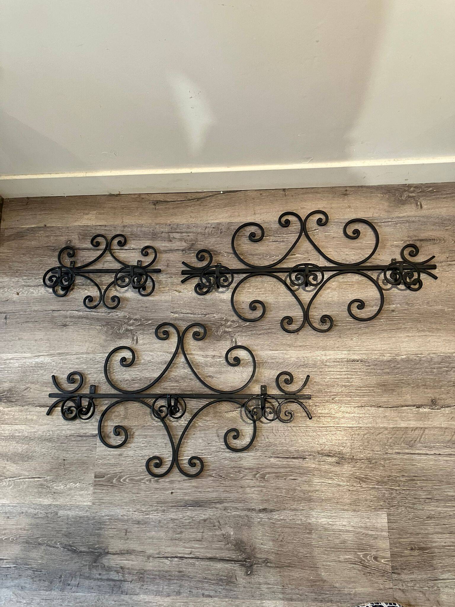 3 wrought iron coat racks