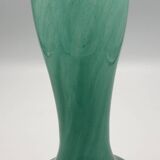 Vintage speckled green marbled glass vase, art nouveau