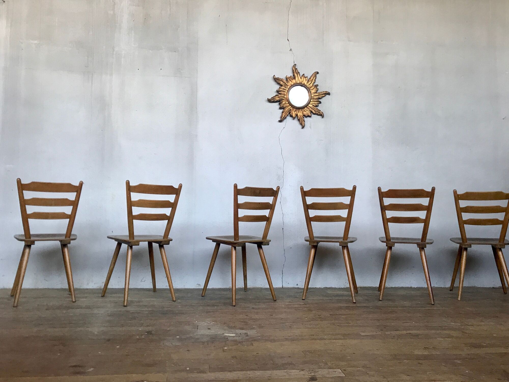 Series of 20 Scandinavian chairs or vintage wooden bistro