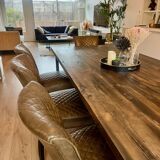 Set of 4 leather Chesterfield dining chairs