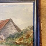 Tableau ancien , ferme dans le Cantal XX siècle