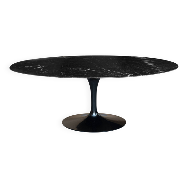 Originele Knoll Tulip ovale 198x121cm Nero Marquina glanzend in NIEUWSTAAT!
