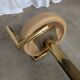 Tabouret de bar italien mid-century modern en laiton et cuir