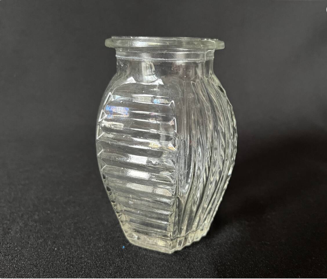 Art Deco geometric pattern glass hyacinth vase, 1930