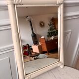 Rattan mirror / white bamboo 60s