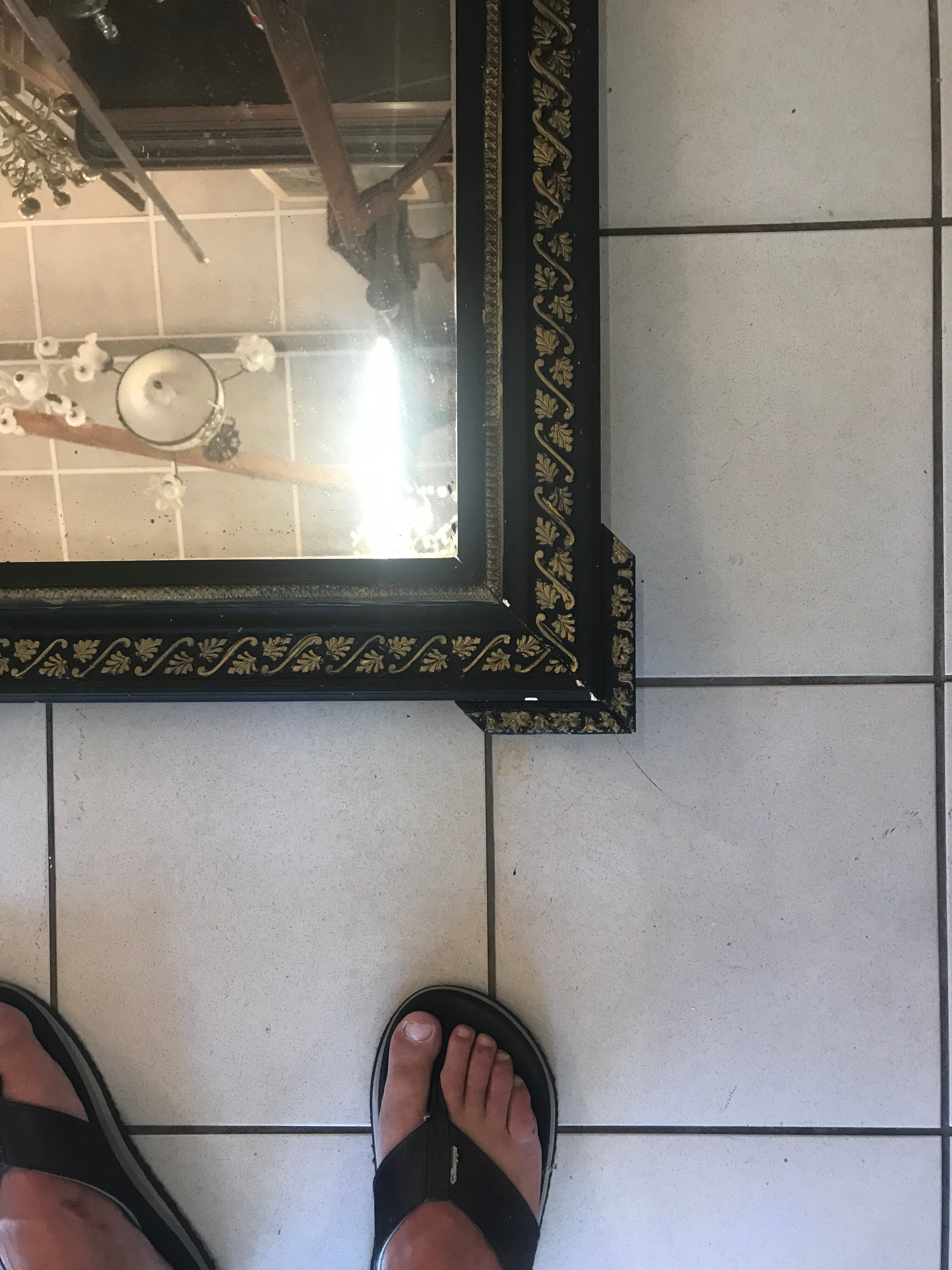 Louis XV blackened wooden mirror 50x90cm