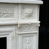Louis XVI Style Fireplace In Statuary White Marble Circa 1880