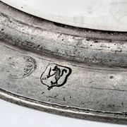 Decorative wall plate in earthenware and pewter with dandelion