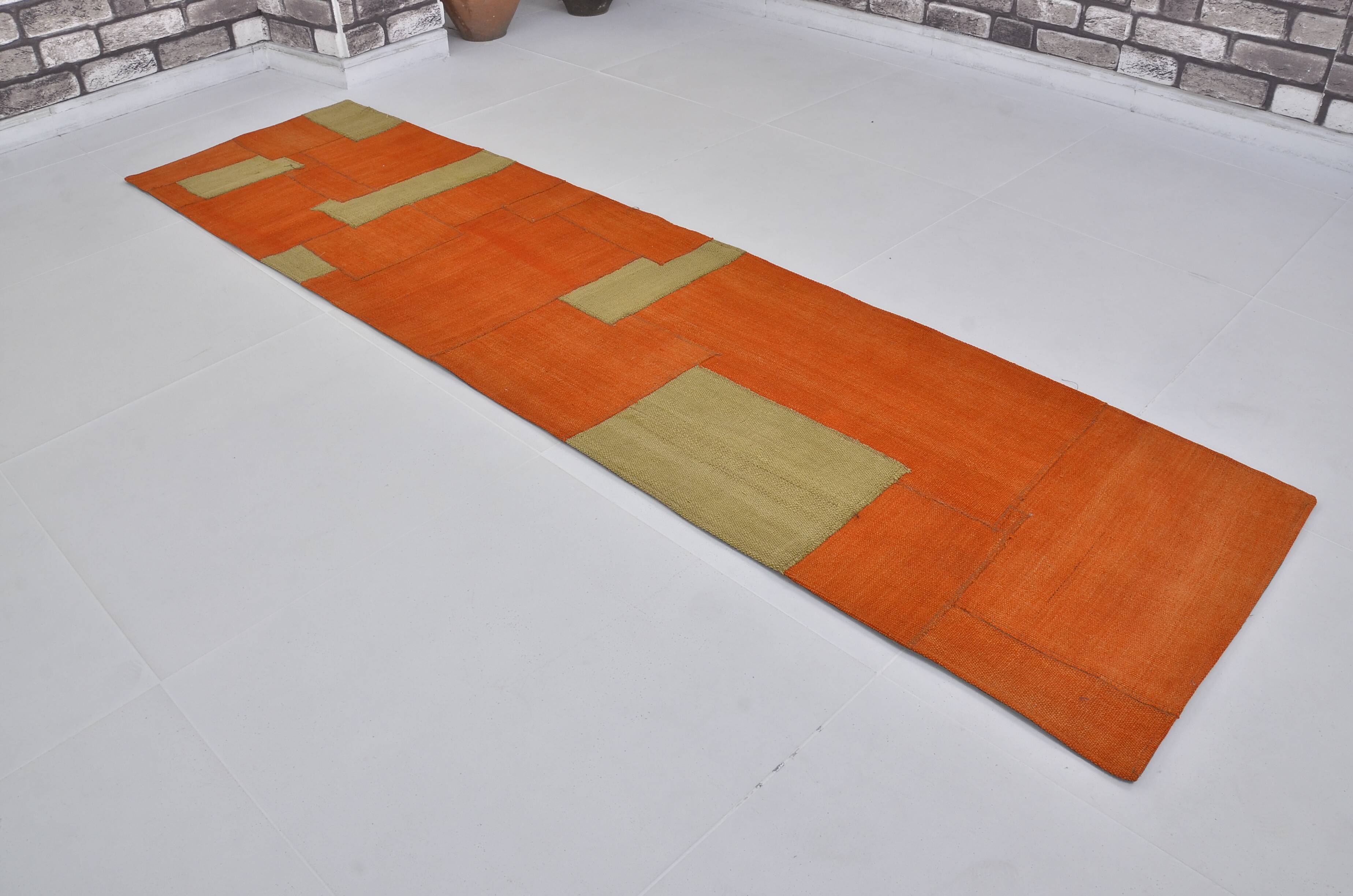 Orange And Green Vintage Kilim Runner sku 3857
