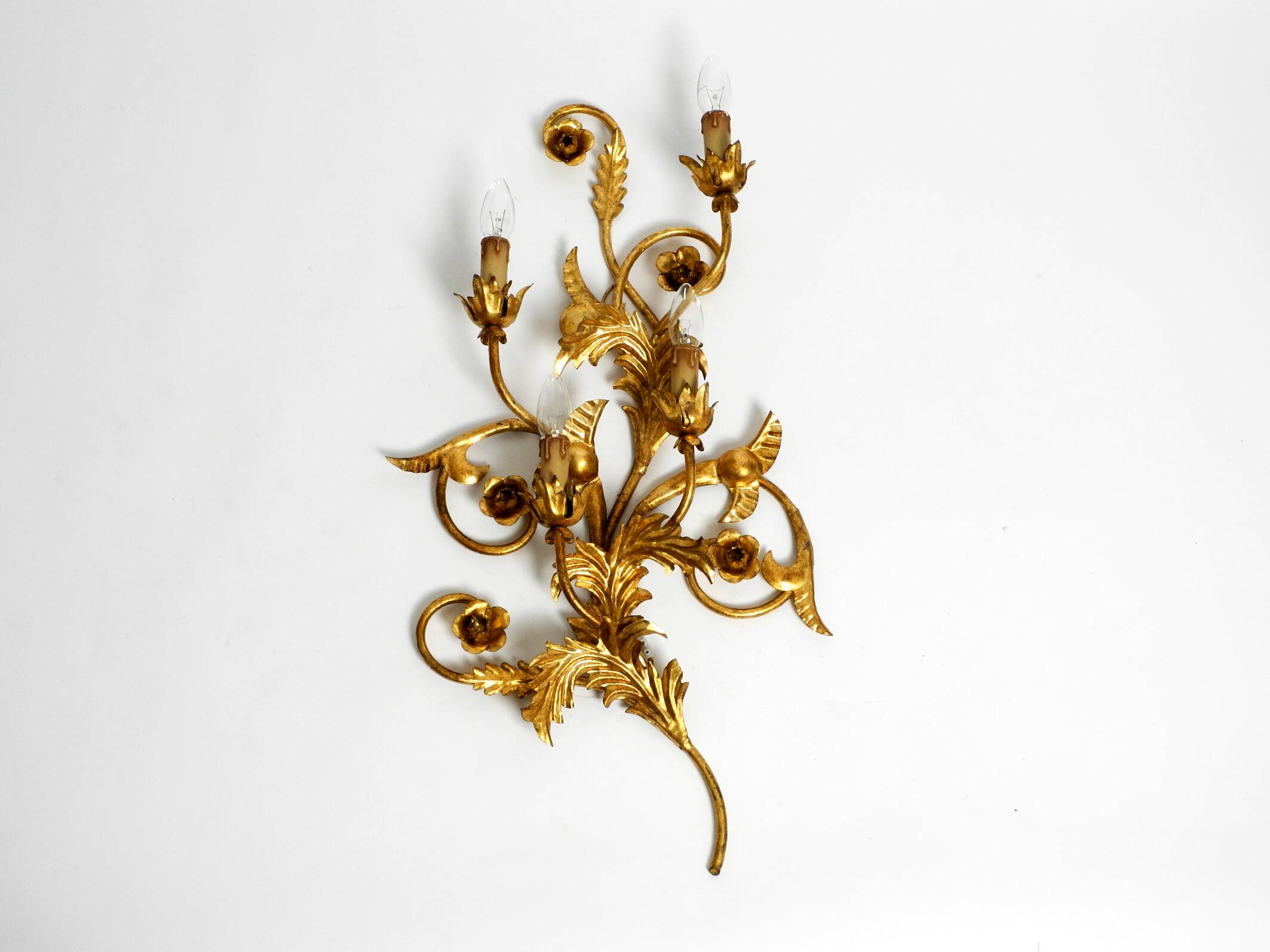 XL 1960s Italian gold-plated wall lamp with four sockets | heigh 80ccm