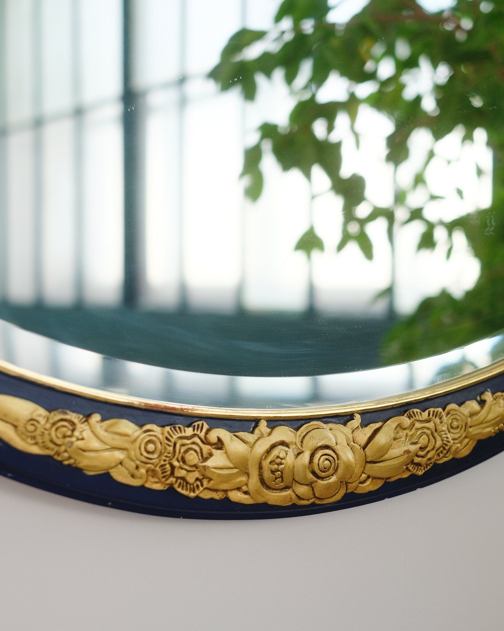 Art deco carved wooden mirror