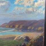 Oil on canvas, pre-salted Bay of Somme, Cow, beef, signed Rogé to identify