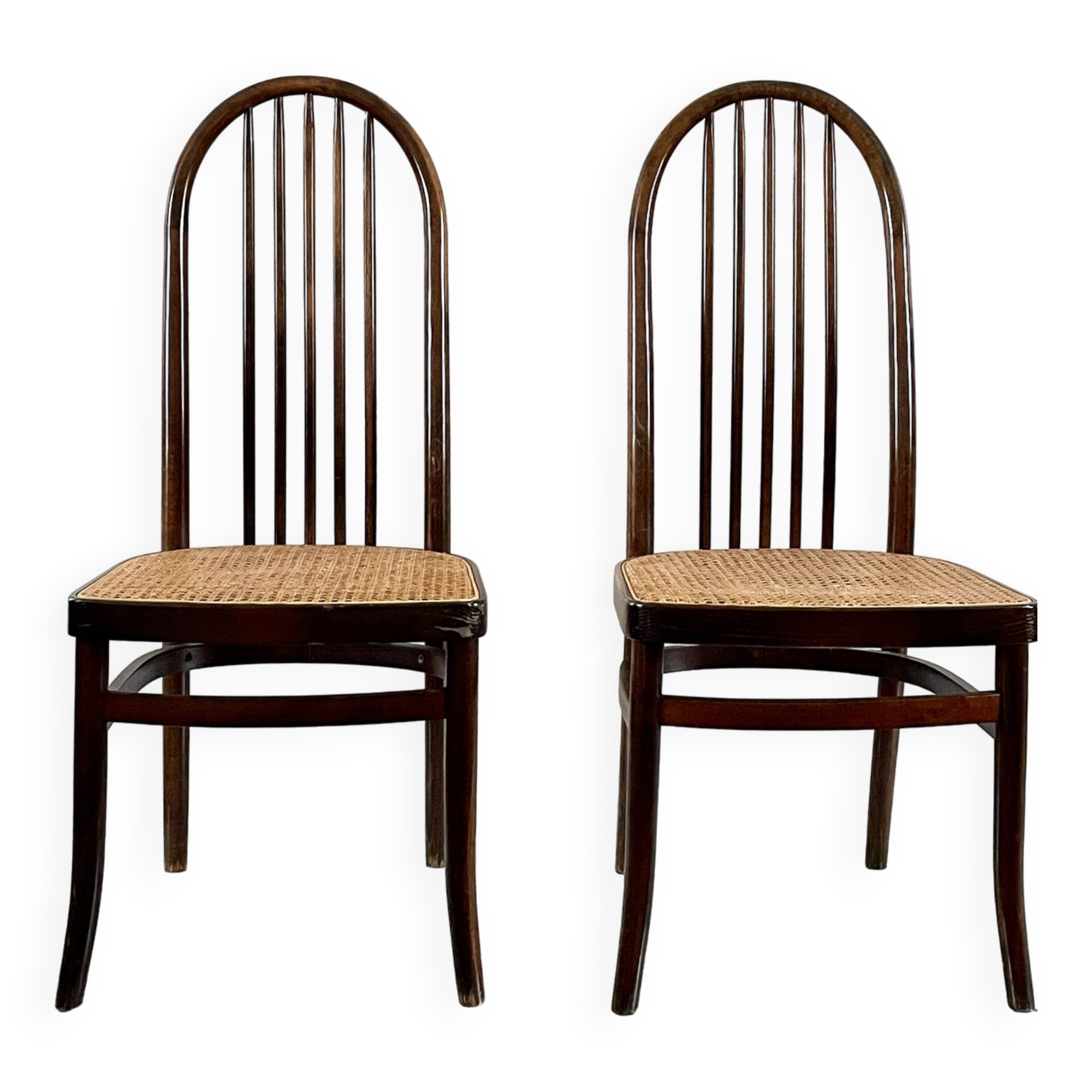 Pair of Baumann Eden caned chairs 1981