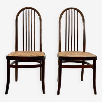 Pair of Baumann Eden cane chairs 1981