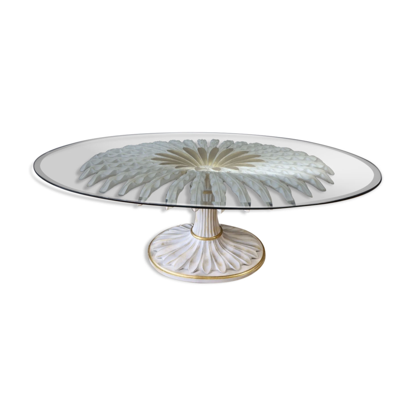 Oval coffee table "palm tree" in metal and glass