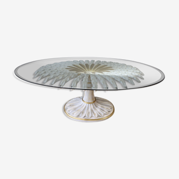 Oval coffee table "palm tree" in metal and glass