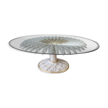 Oval coffee table "palm tree" in metal and glass