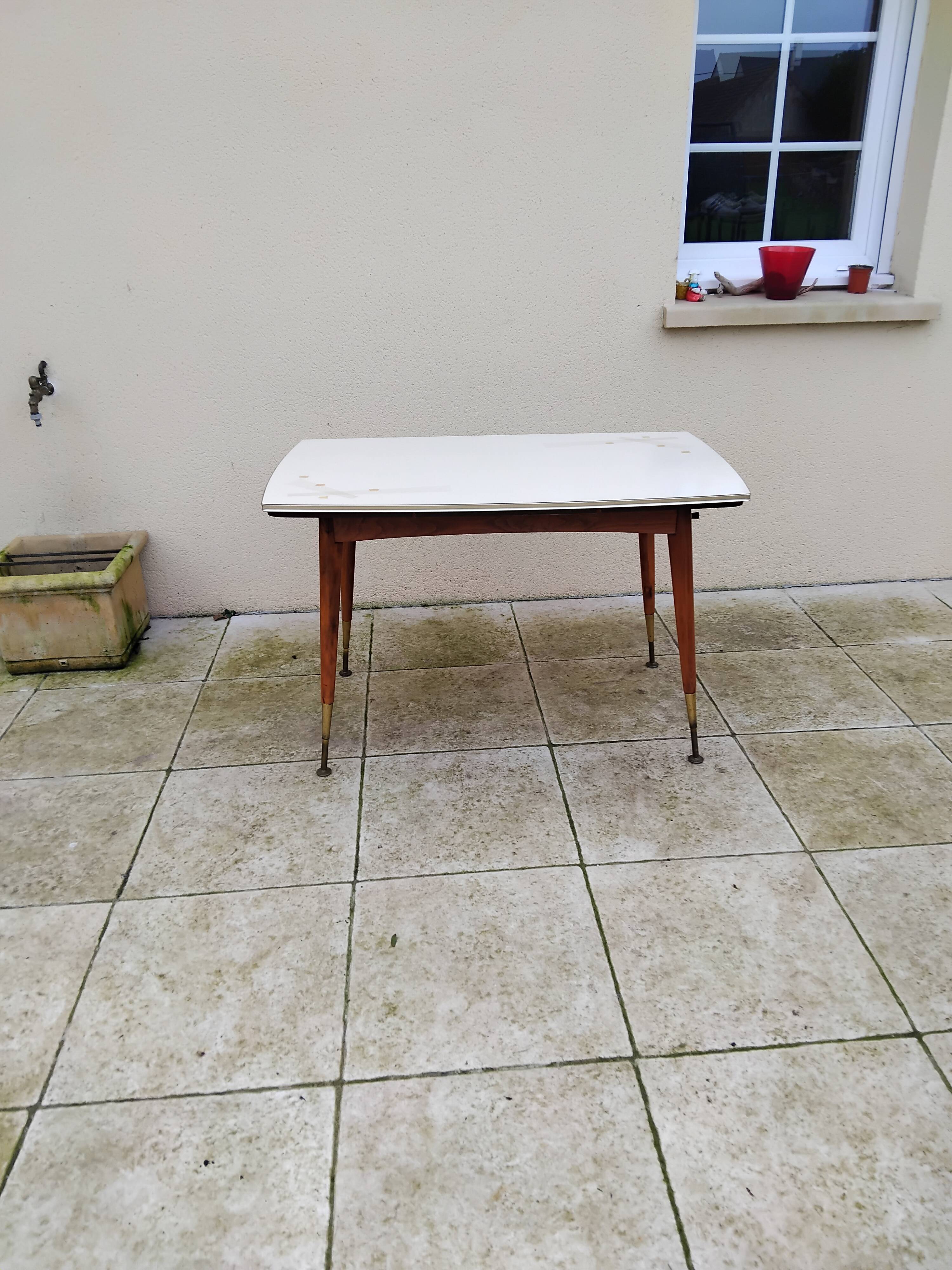 Vintage Formica table, height adjustable and extendable, 1950s