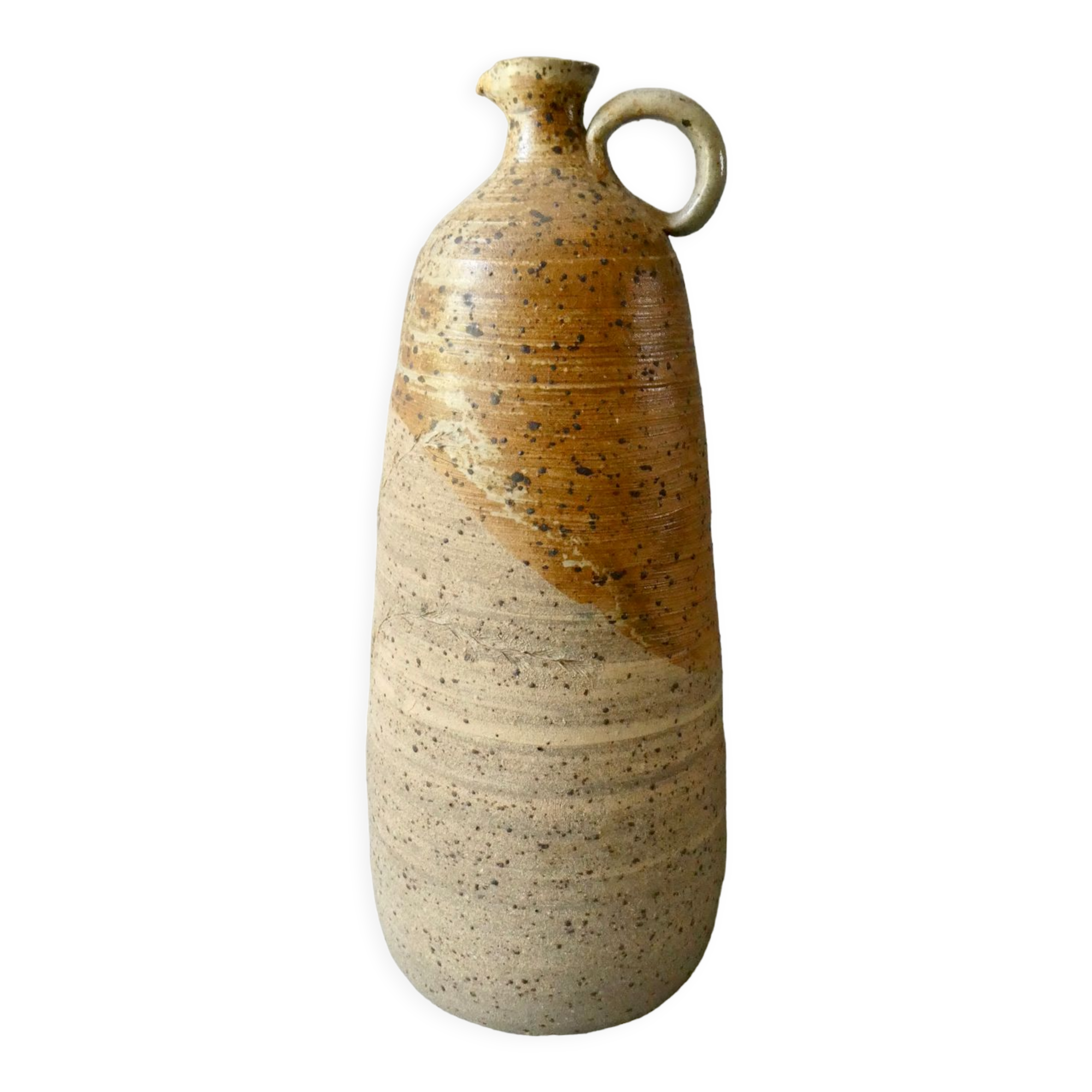 Stoneware bottle vase decorated with herbarium by Carole Boissière