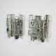 Pair of J.T. Kalmar 'Ice Cube' wall lights, frosted glass, Austria 1970s
