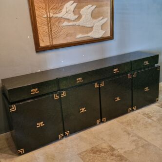 Bamboo and brass marquetry sideboard