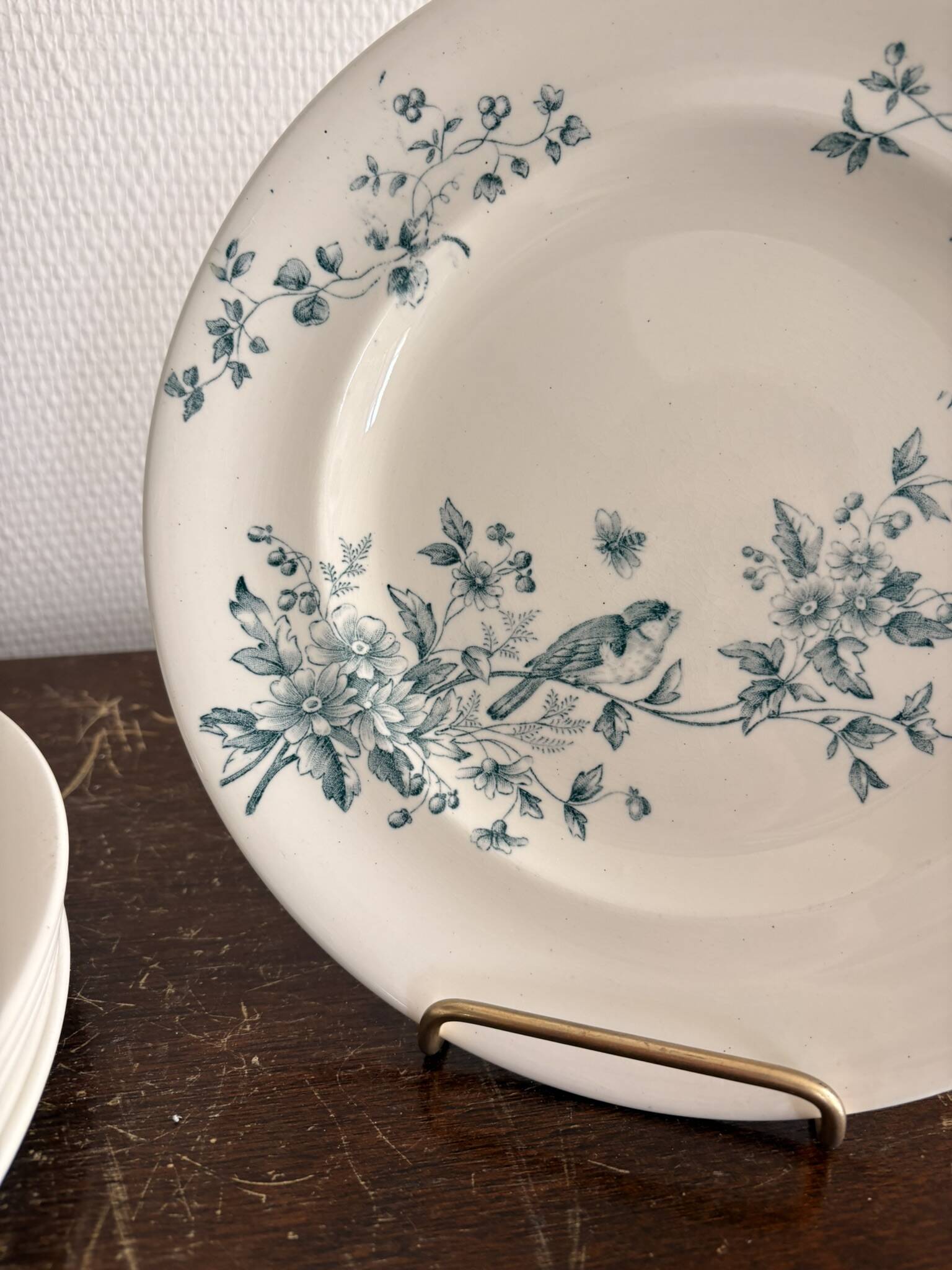 Lot 6 Plate Plates Faience Longwy Model Mignon