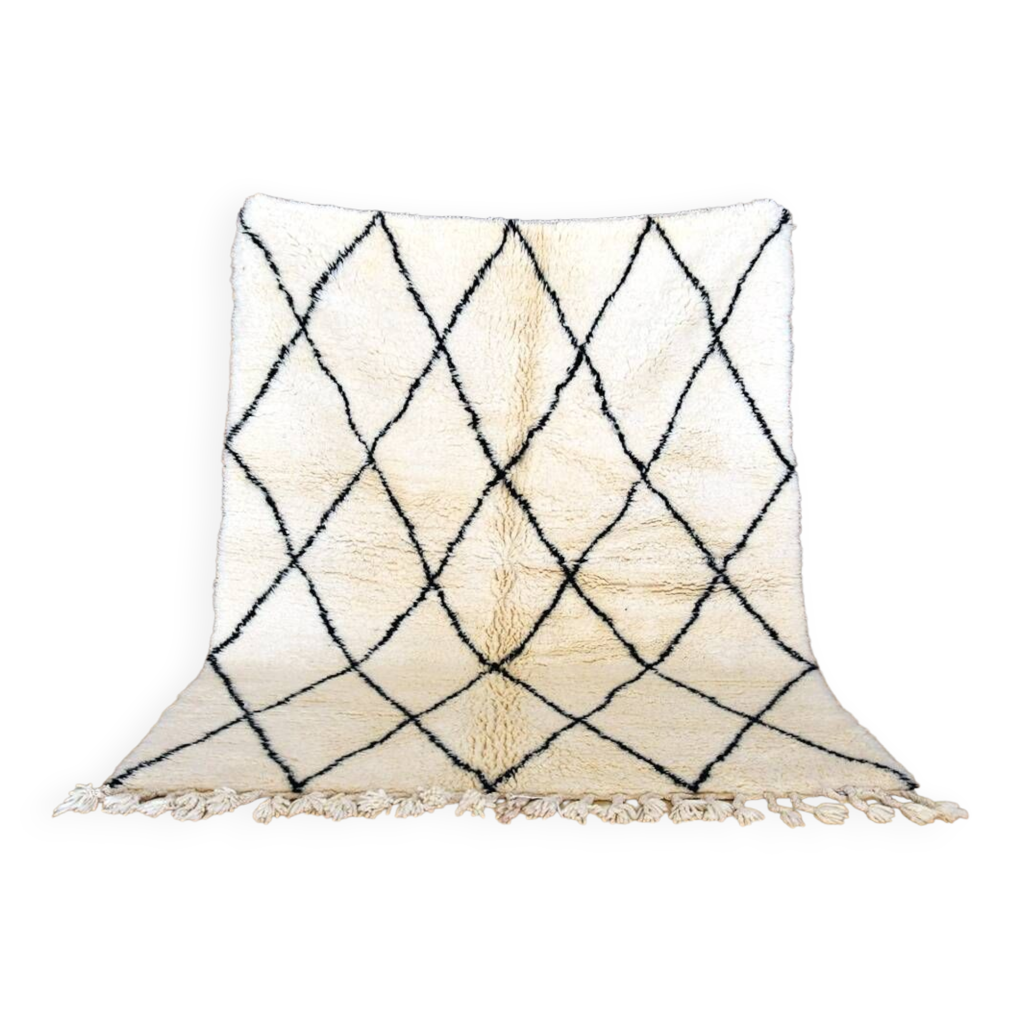 Moroccan Berber carpet Beni Ouarain with black diamonds 210 x 160 cm