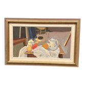 Original Swedish Oil on Canvas – “Still Life with Coffee Pots” by T. Ahlm – Signed – Vintage & Framed