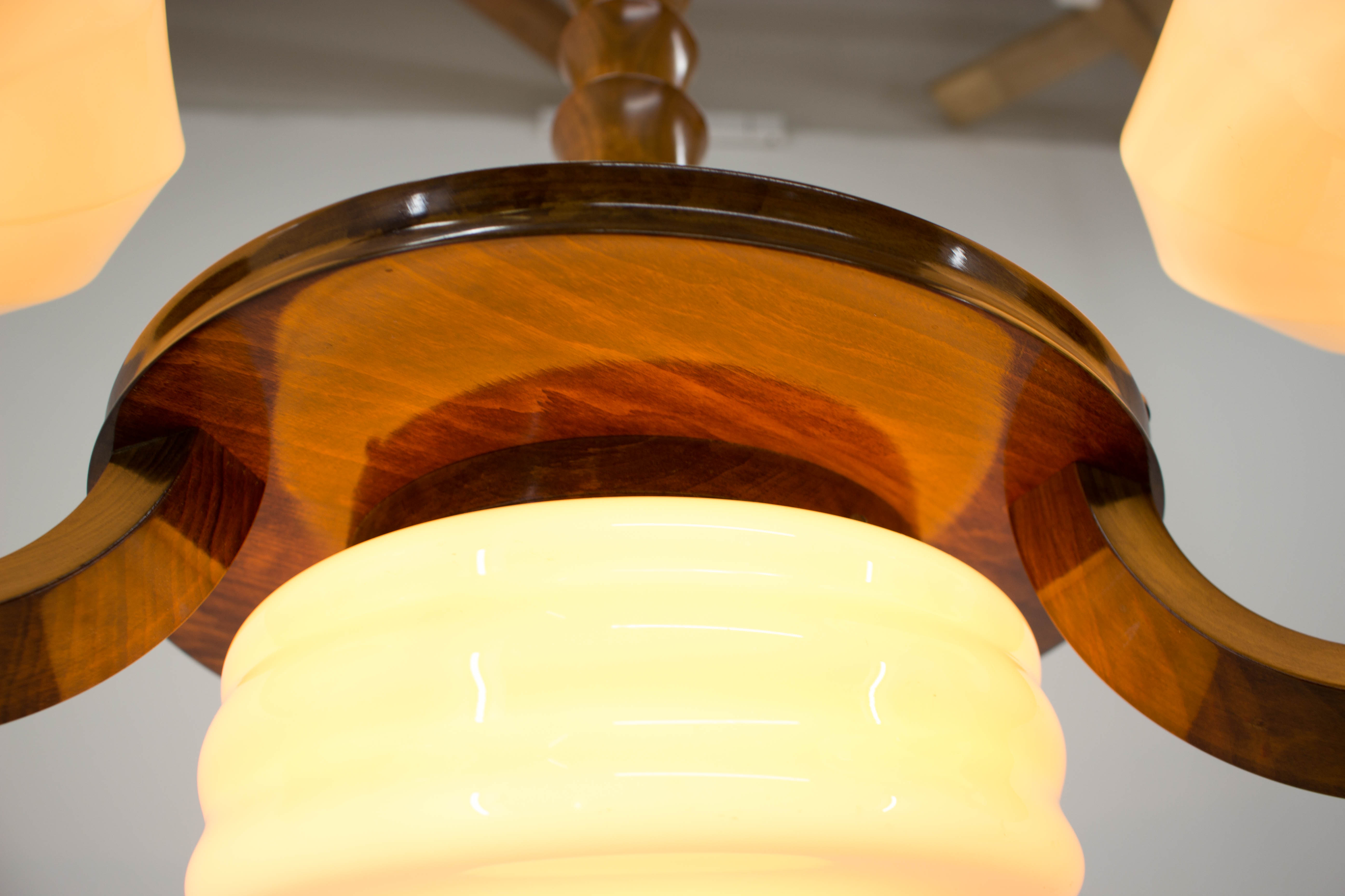 Art deco wood chandelier, 1930s