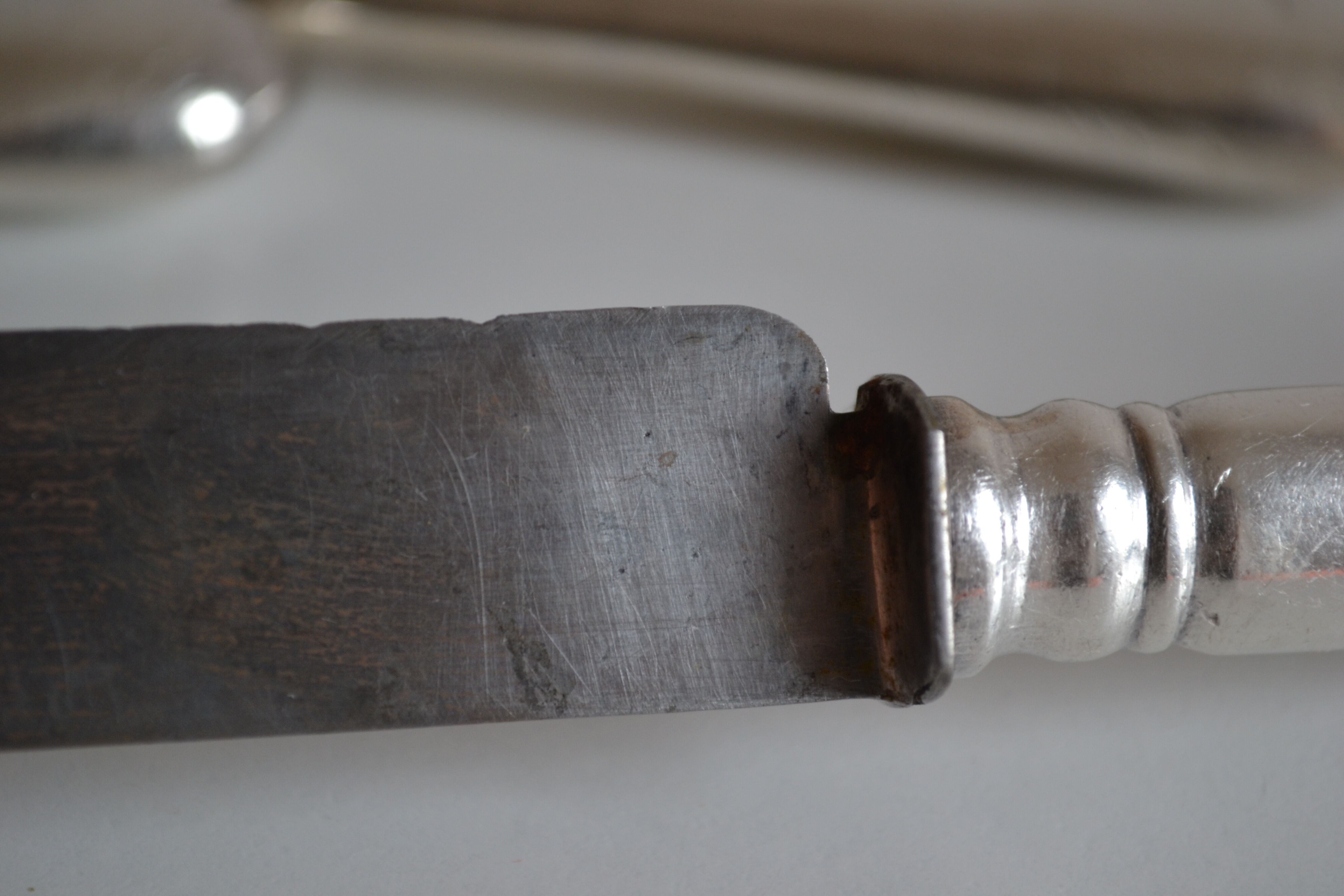 12 antique metal silver monogram table knives