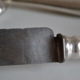 12 antique metal silver monogram table knives