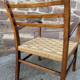 Vintage armchair in wood and rope, 1960s