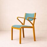 Set of 6 Kinnarps chairs in curved wood — Scandinavian design