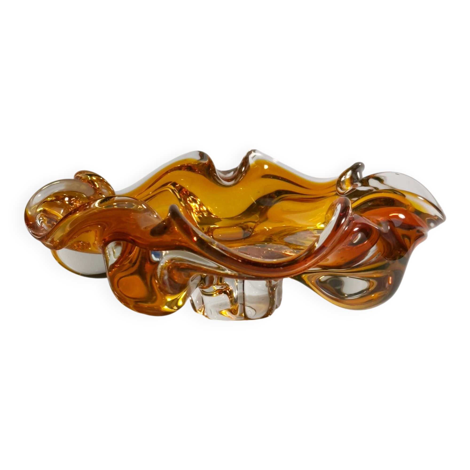 Amber colored Murano Vide Poche - 1970s